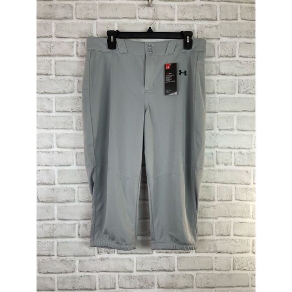 New Under Armour WOMENS/FEMMES/MUJERES Crop Pant Size Large Gray Sports Wear - Picture 1 of 8